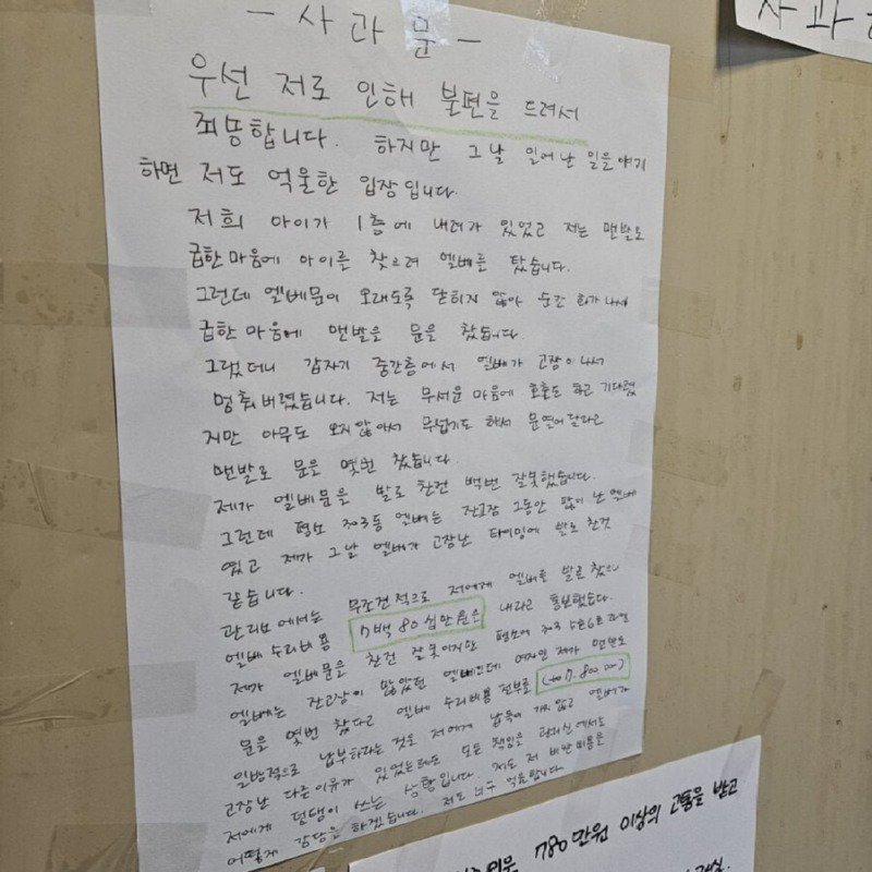 아파트 엘베 고장낸 아줌마의 死과문.jpg