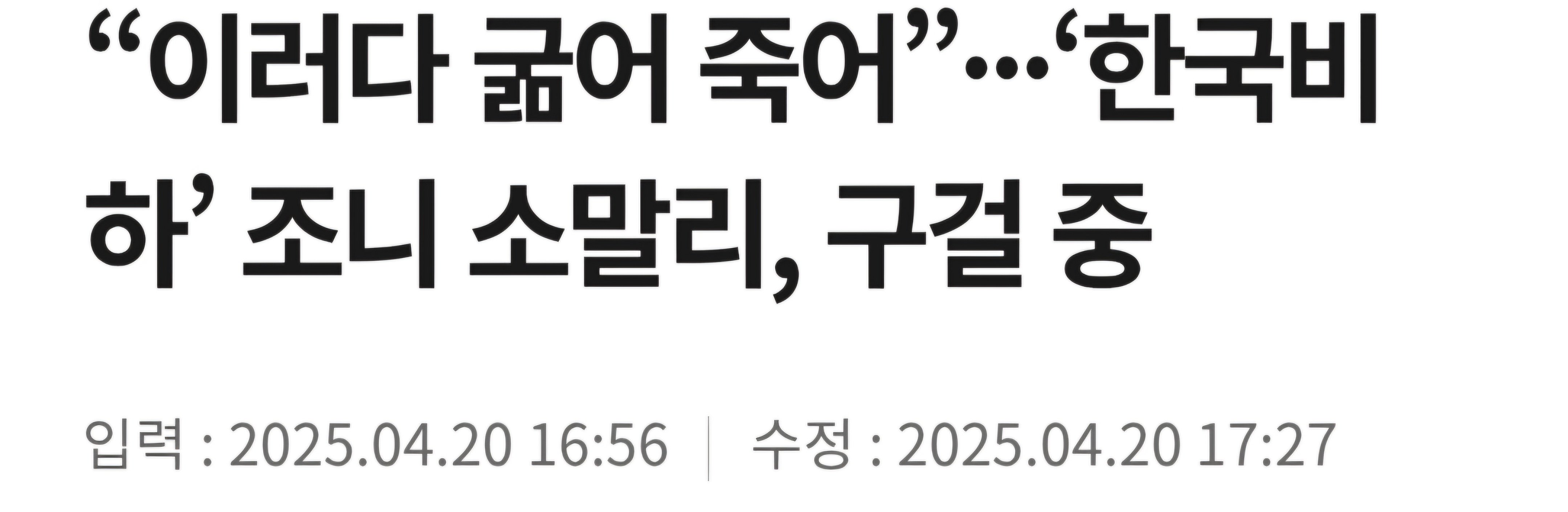 조니 소말리 근황
