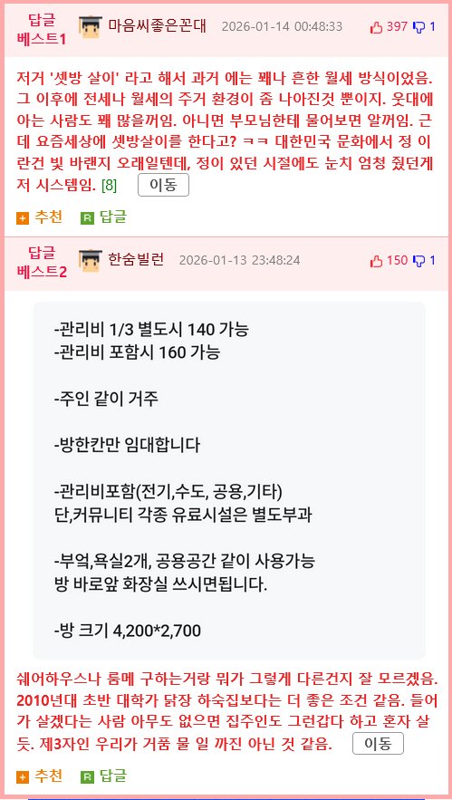 강남의 새로운 방식의 동거 월세 등장