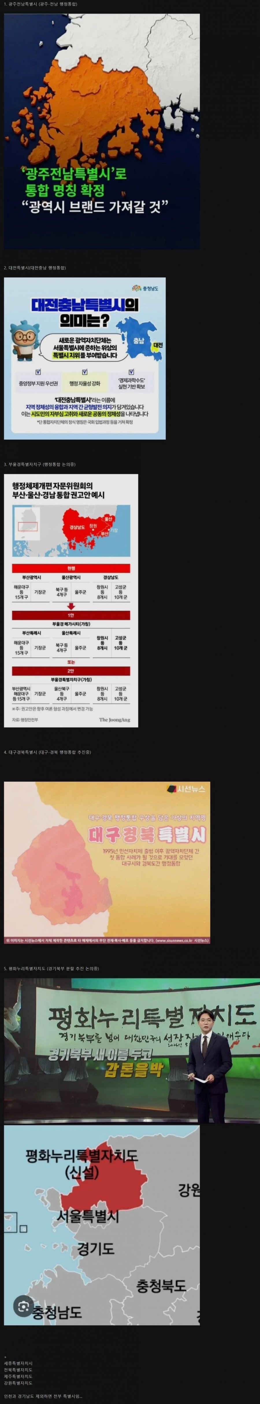 특별자치국가 된 대한민국 현재 상황