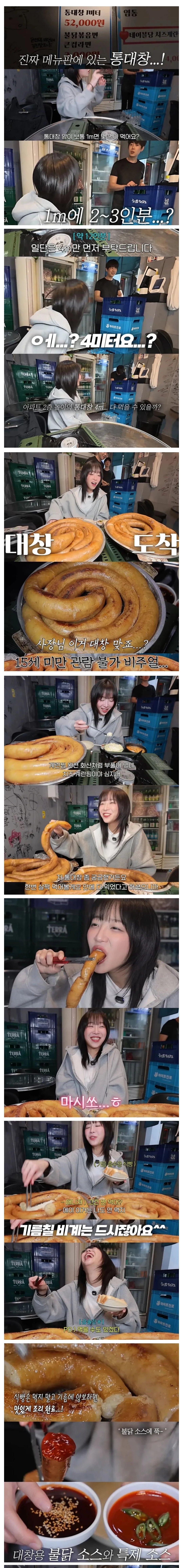 이제 대창은 한줄정도 밖에 못먹는 쯔양