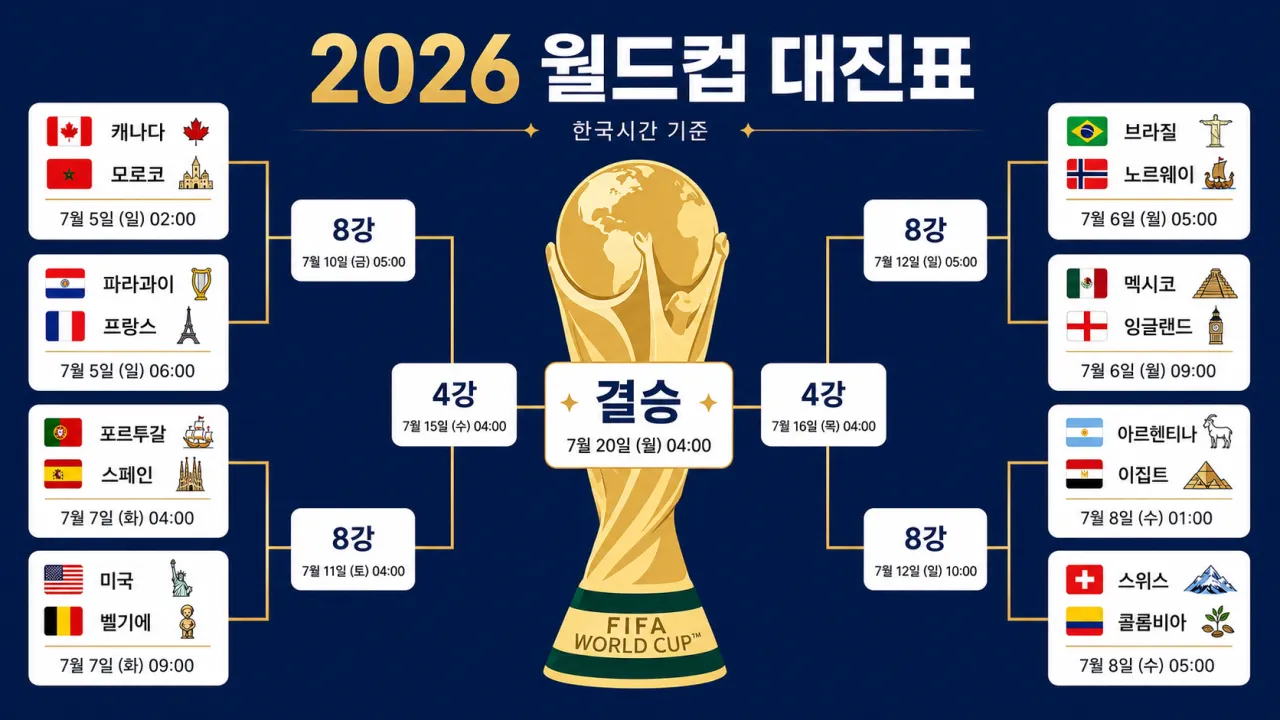 현재 확정된 2026 월드컵 16강 대진표&일정표 한눈에 보기 .jpg